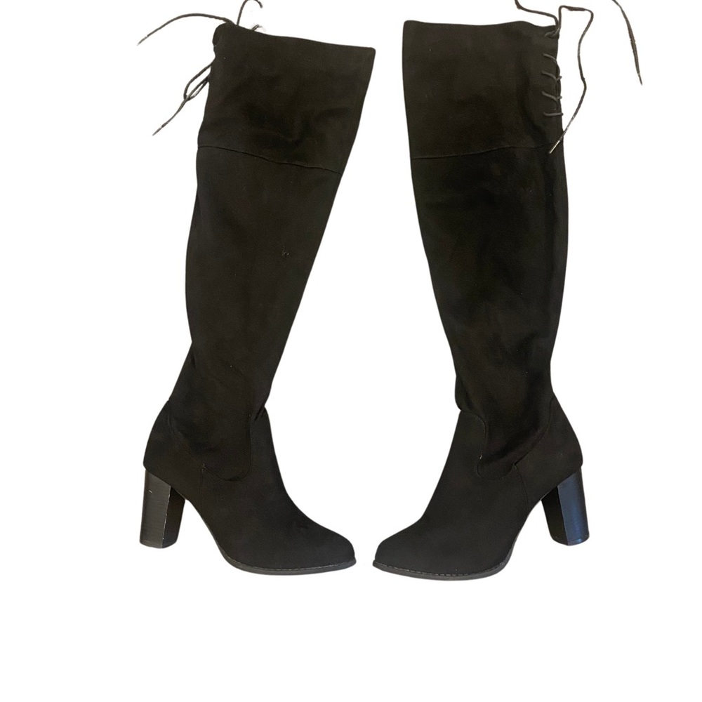 Charlotte Russe Tall Black Suede Boots Size 10